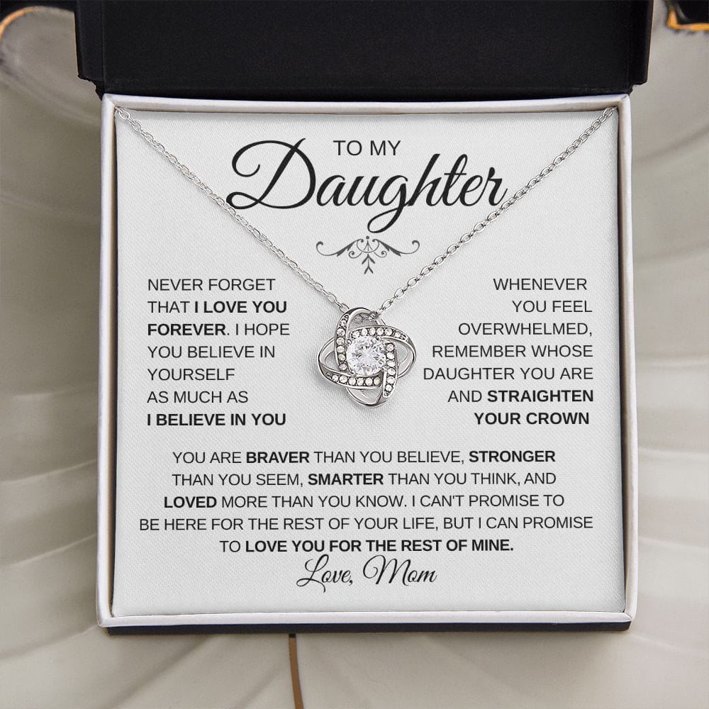 I Believe in you - Mom or Dad to Daughter Loveknot Necklace, Graduation gift or Birthday Gift