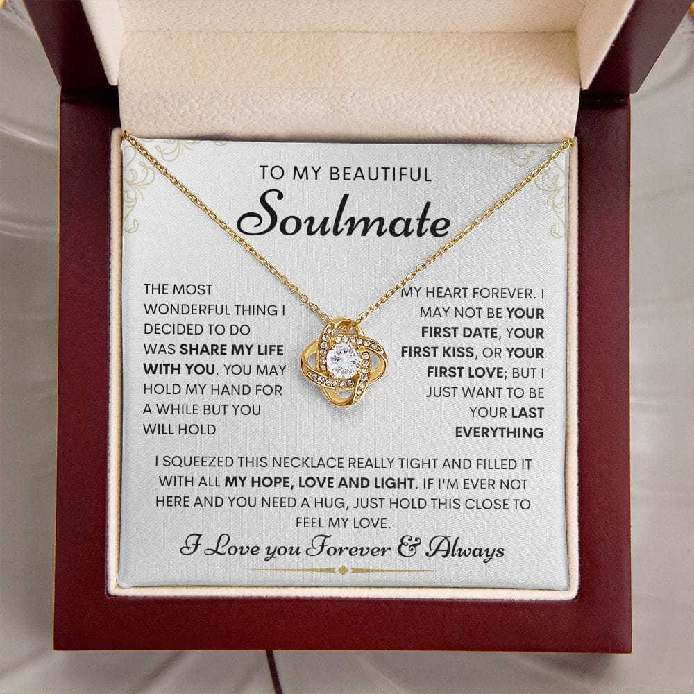 Beautiful Soulmate Loveknot Necklace- Hope. love and Light