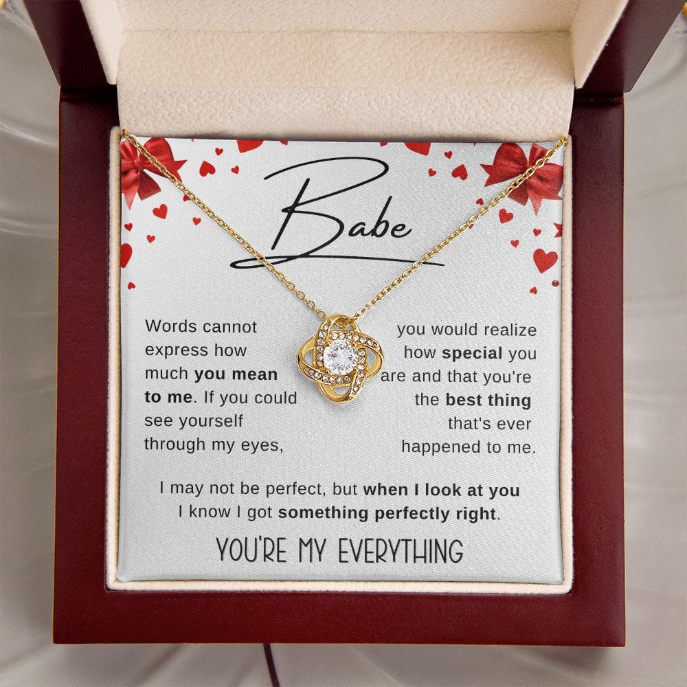 Babe, Wife, Soulmate You are my everything- Loveknot Necklace