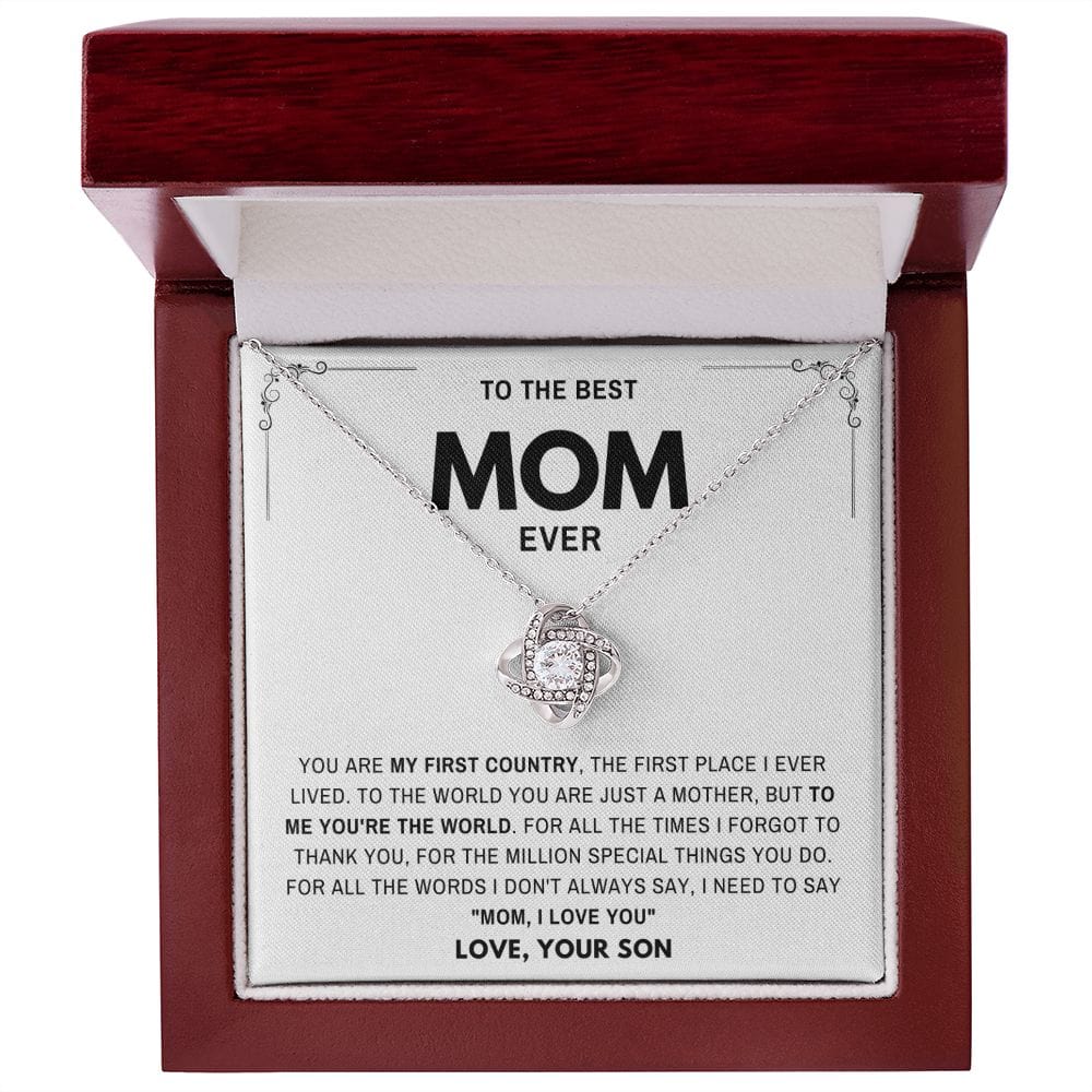Mom I Love you- Gift for Mother from Son Loveknot Necklace