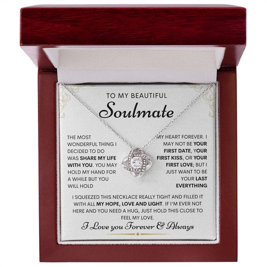 Beautiful Soulmate Loveknot Necklace- Hope. love and Light
