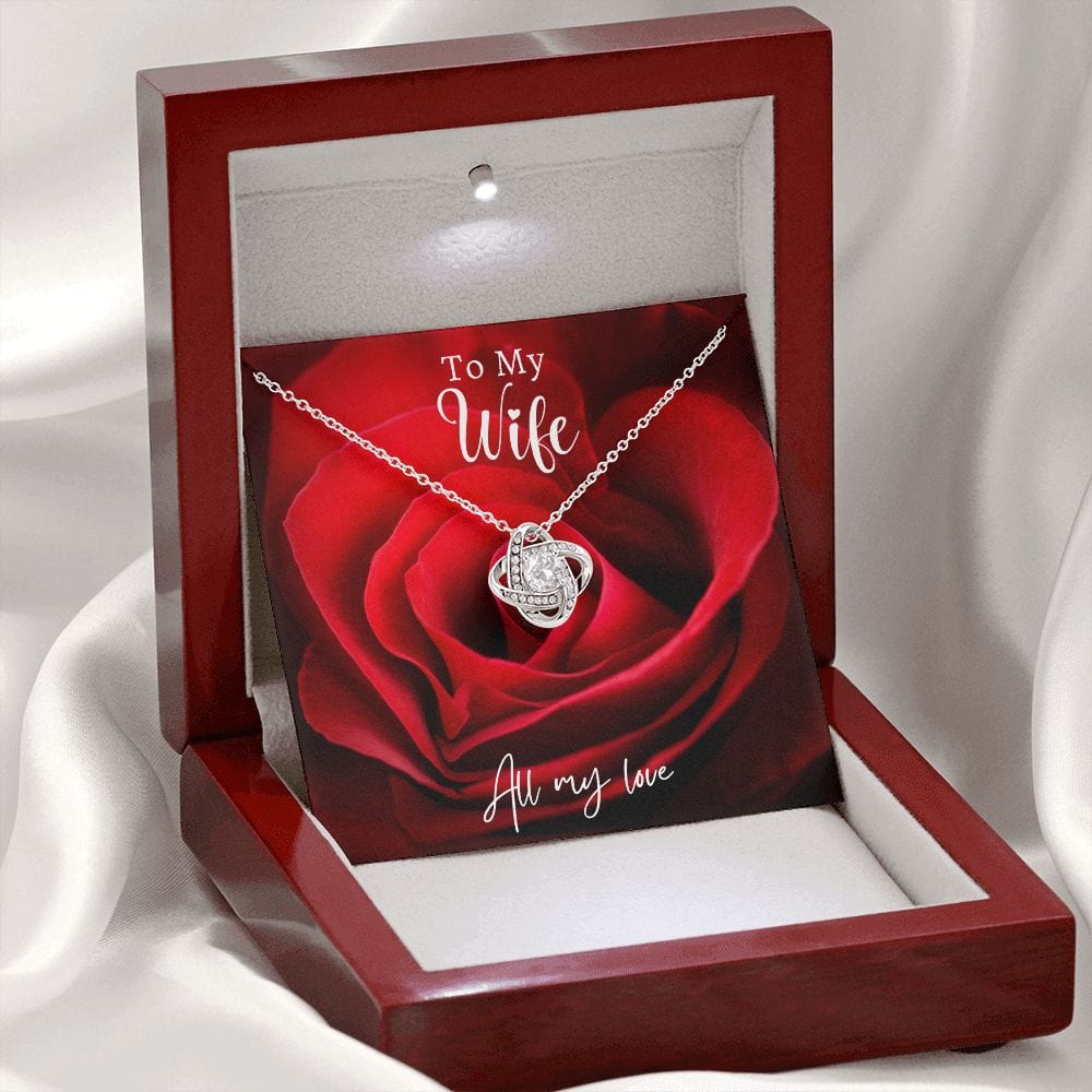 Red Rose Loveknot Necklace -Wife