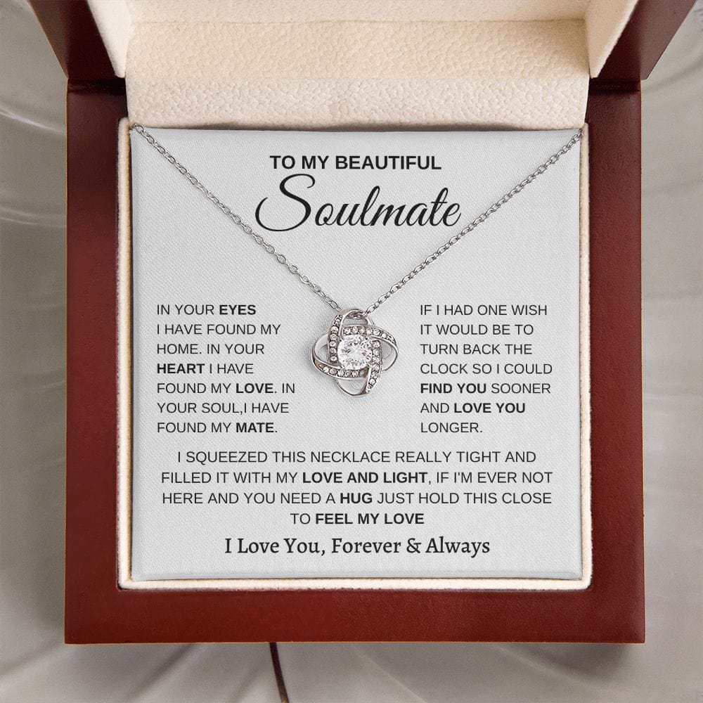 To my Soulmate - Heart and Soul Loveknot Necklace