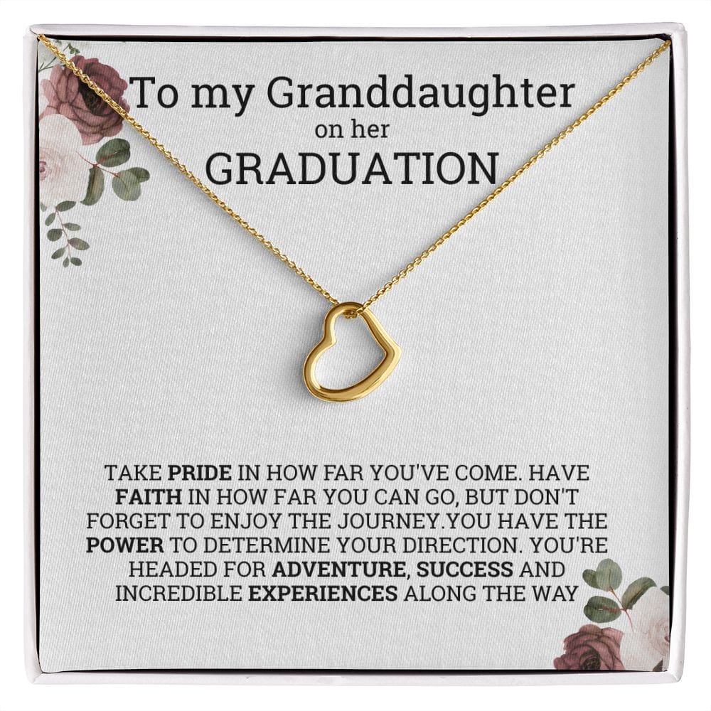Graduation Gift for granddaughter from grandma, grandpa, grandparents Heart pendant necklace