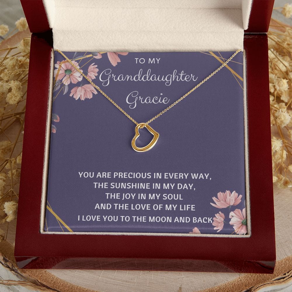 Personalized granddaughter gift from grammy/nana/grandparents, delicate heart necklace