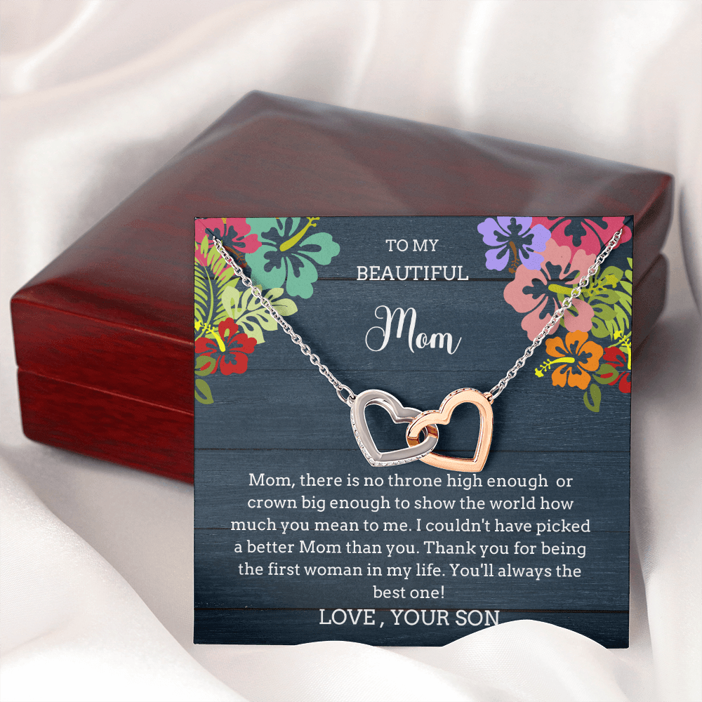 To Mom From Son Hearts Necklace