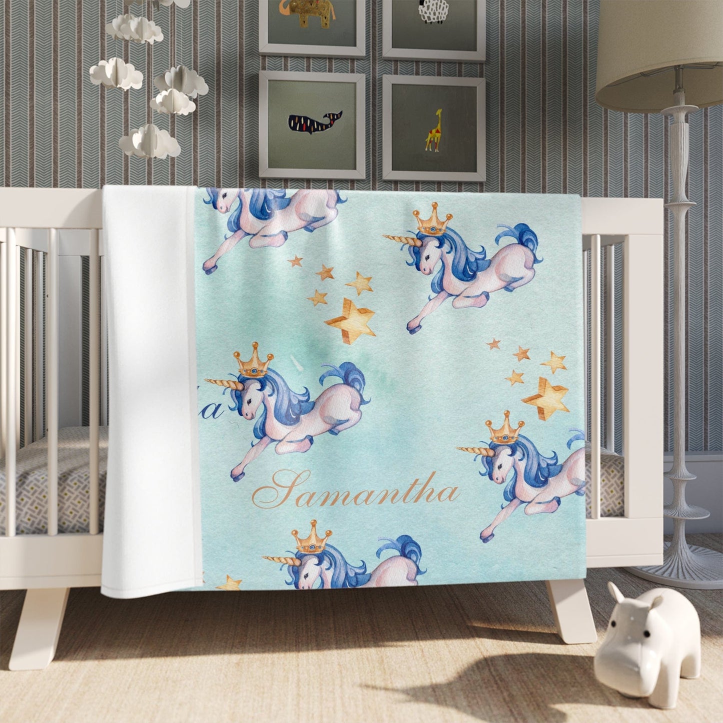 Unicorn Personalized Name Blanket