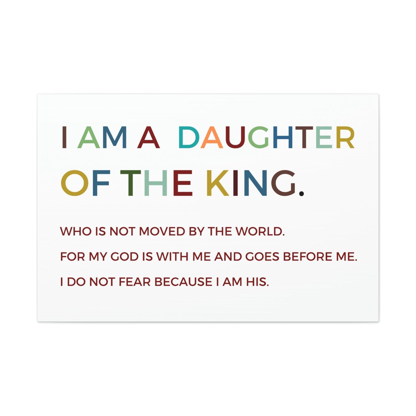 I am a Daughter of the King Wall Art Canvas , Nursery Wall Decor, Kids Room Decor