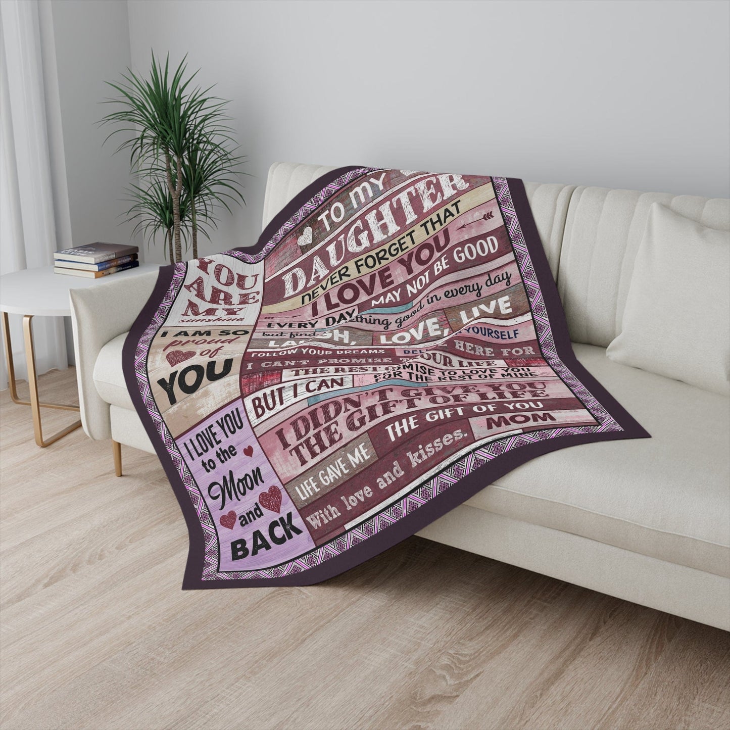 Laugh Love Live Pink Daughter Blanket from Mom