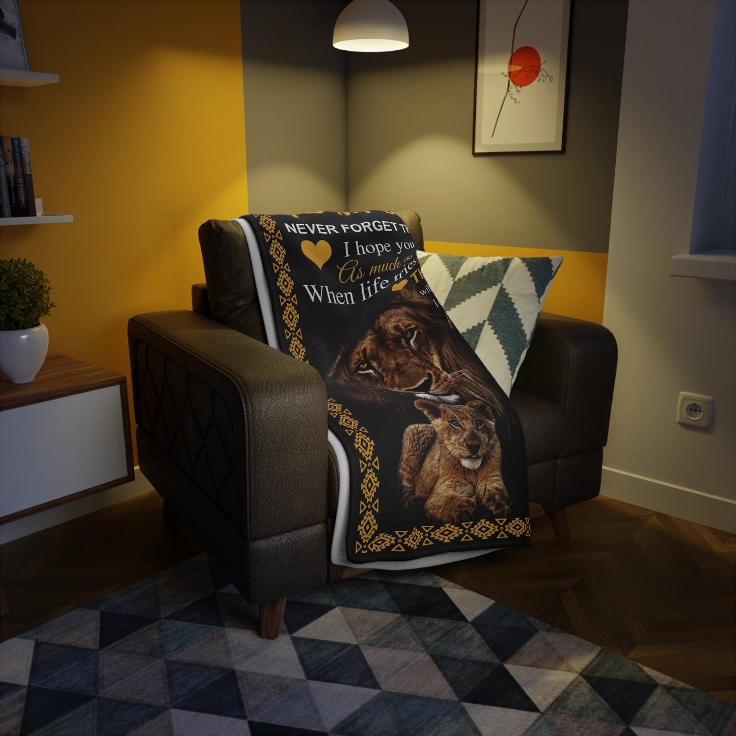 Love You- Black Lion Dad to Daughter Blanket