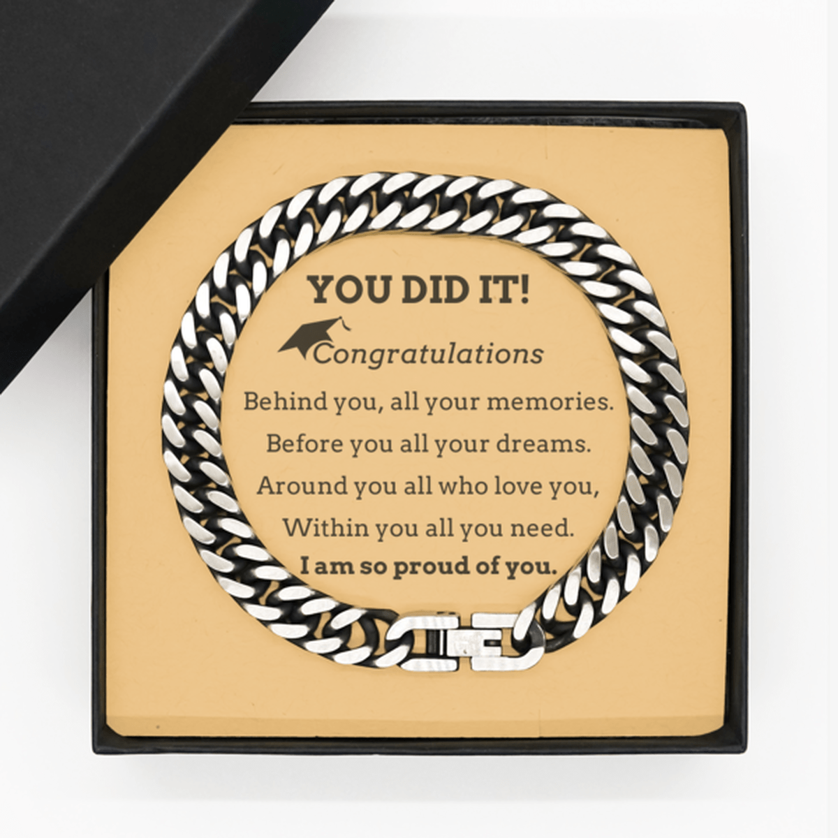 You Did It Graduation gift Cuban Link Bracelet, Graduation Gift for Son, Nephew, Grandson
