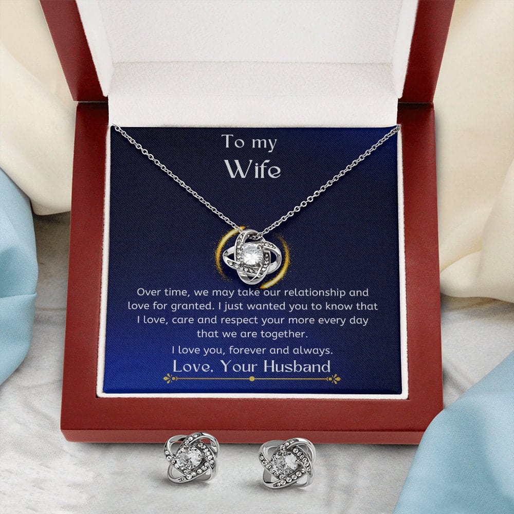 I love you wife -Love knot Necklace and Earring Set