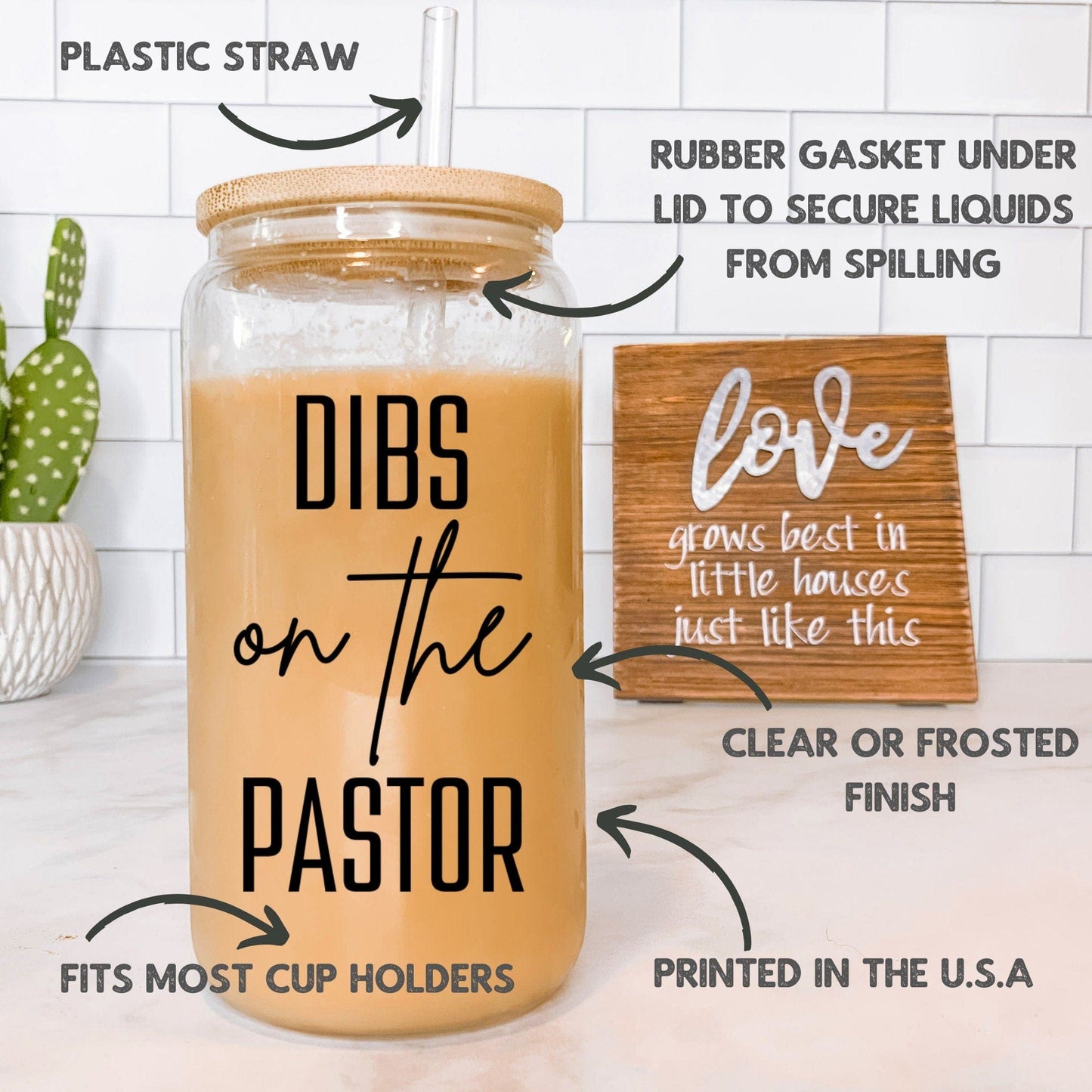 Dibs on the pastor Iced Coffee Cup Personalized Preacher Coffee Frosted Tumbler Pastors wife Glass Tumbler with straw Preacher's Wife gifts