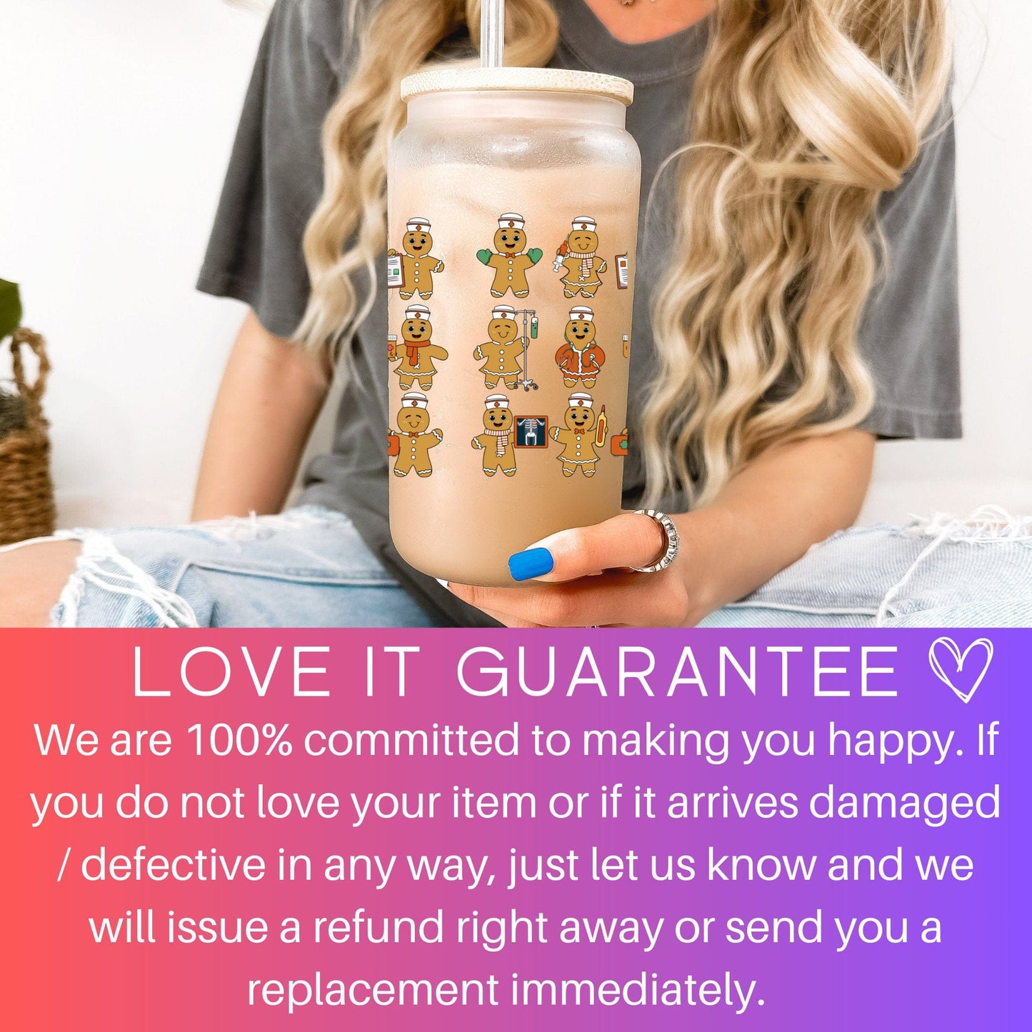 Christmas Nurse Iced Coffee Cup Nursing school Frosted Tumblers Beer Glass gift Tumbler & straw Pediatric Nurse Night shift Nurse Student