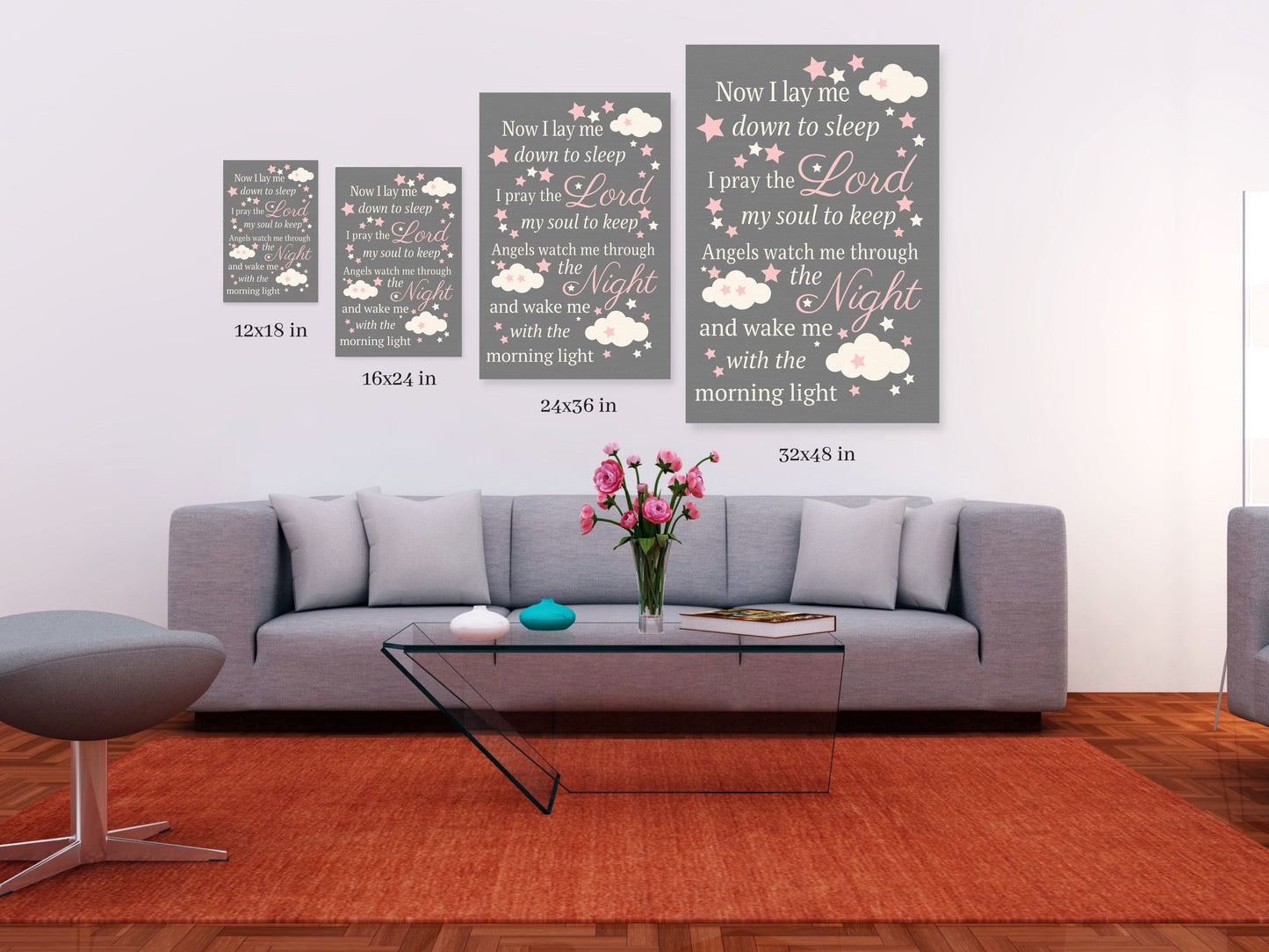 Baptism Gift Girl or Boy, Now I Lay Me Down To Sleep, Canvas Print, Christening Gift for Girl or Boy, Baby Room Decor, Child Prayer Sign, Childrens Prayer