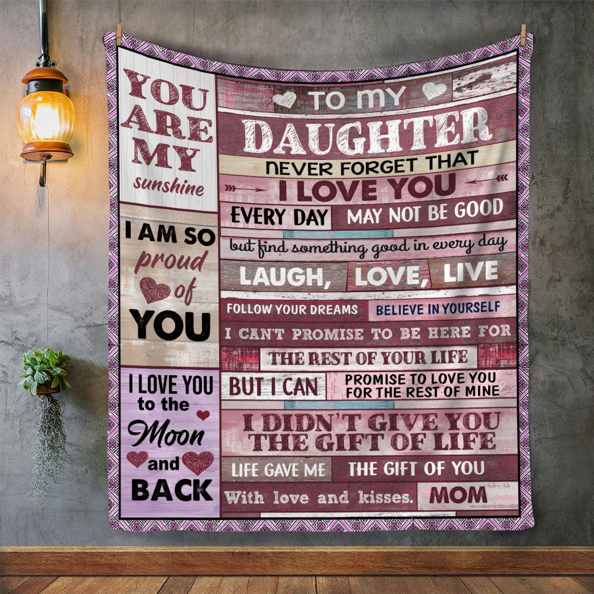 Laugh Love Live Pink Daughter Blanket from Mom