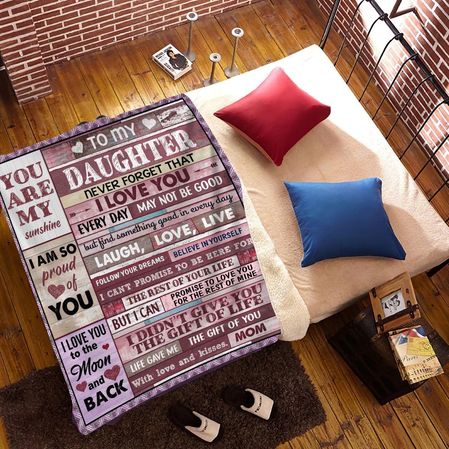 Laugh Love Live Pink Daughter Blanket from Mom