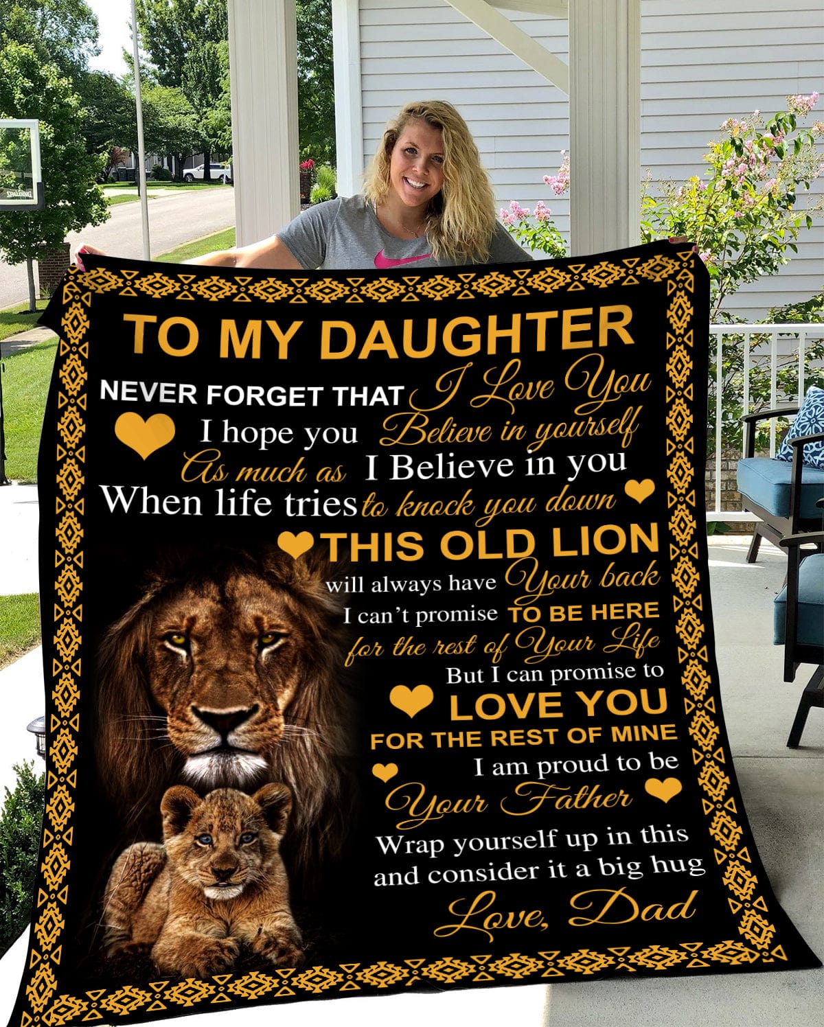 Love You- Black Lion Dad to Daughter Blanket