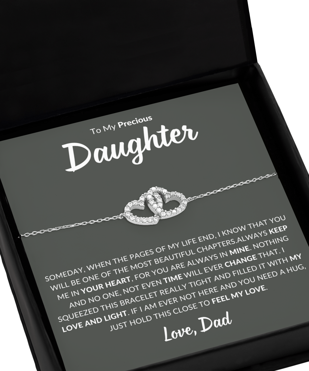 Precious Daughter Interlocking Heart Sterling Silver Bracelet
