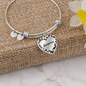 Personalized Bangle Bracelet with Heart, Engraved Womens bracelet
