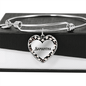 Personalized Bangle Bracelet with Heart, Engraved Womens bracelet