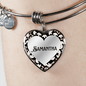 Personalized Bangle Bracelet with Heart, Engraved Womens bracelet