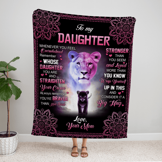 Pink Lion To my Daughter Blanket from Mom