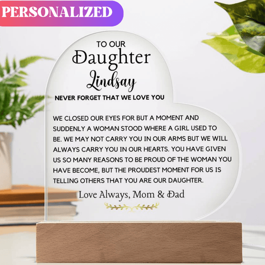 To my Daughter Acrylic Plaque from Mom or Dad, Gift from Parents