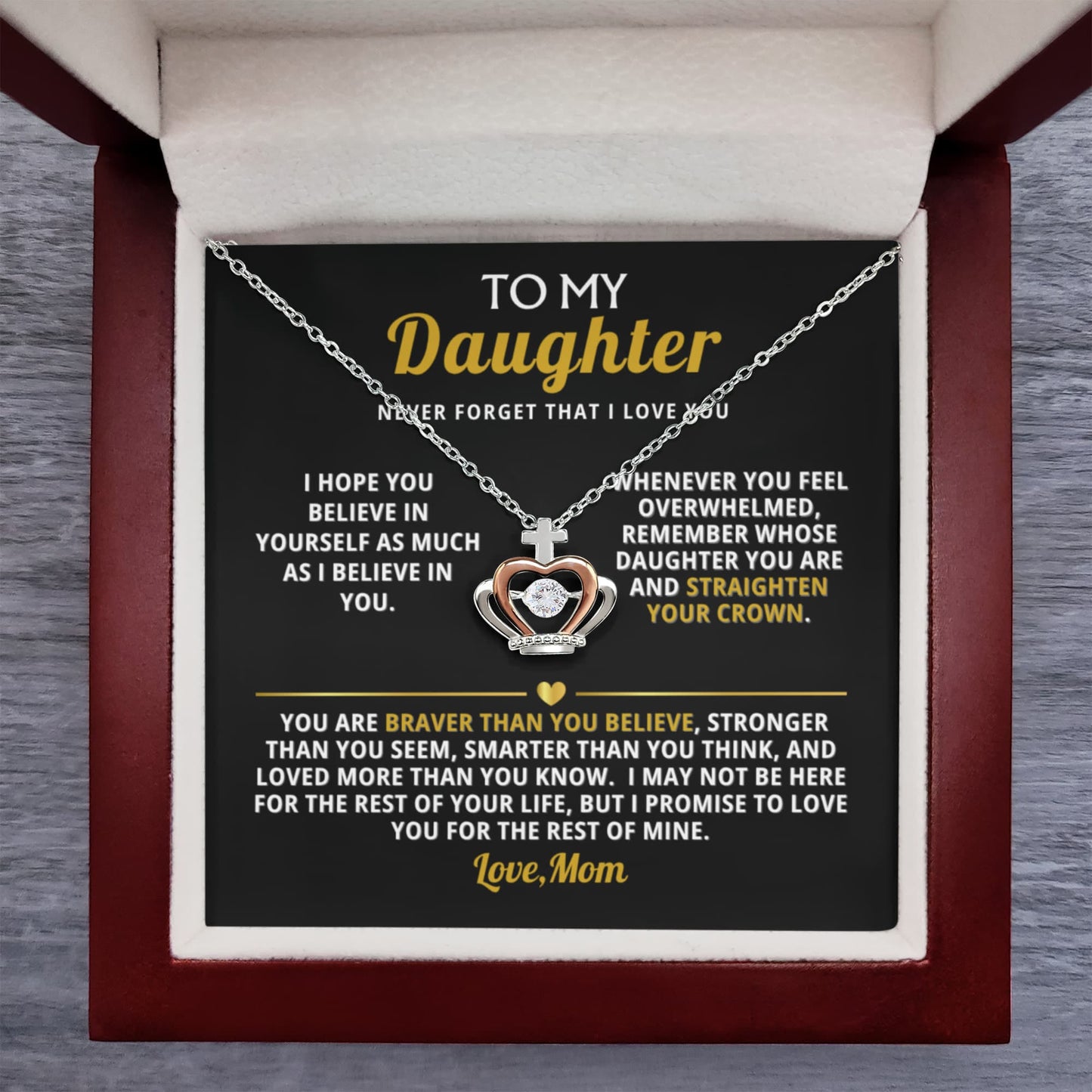 Believe in yourself- Dad/Mom to daughter Crown Necklace