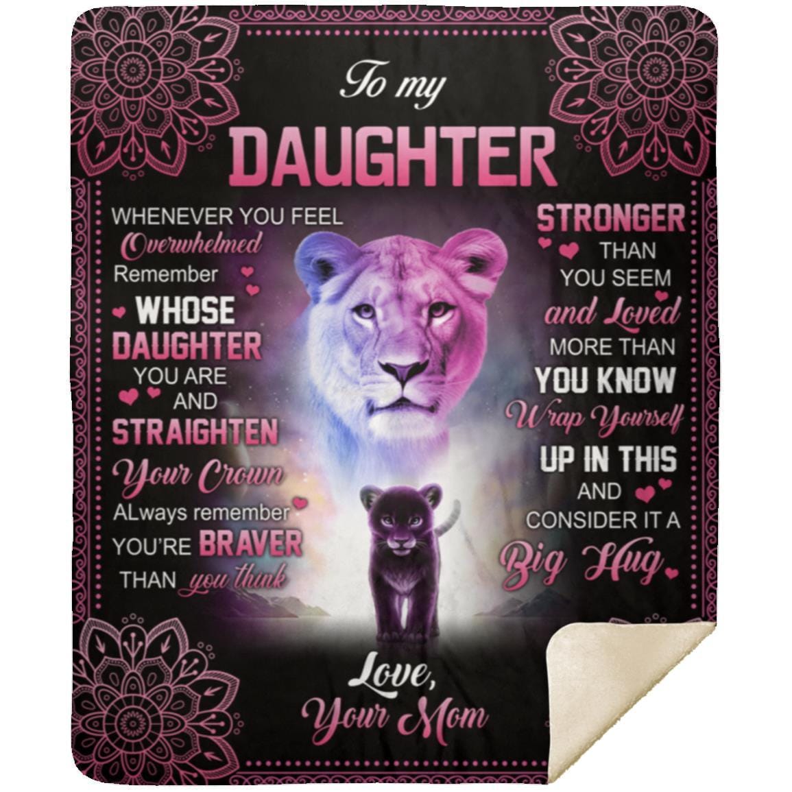 Pink Lion To my Daughter Blanket from Mom