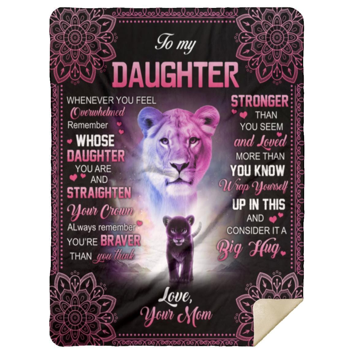 Pink Lion To my Daughter Blanket from Mom