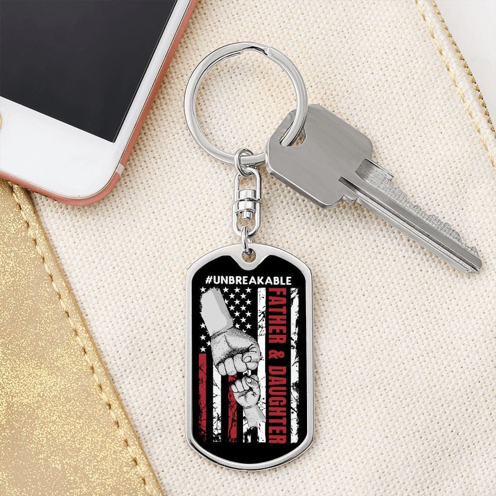 Father & Daughter Unbreakable Dog Tag Keychain