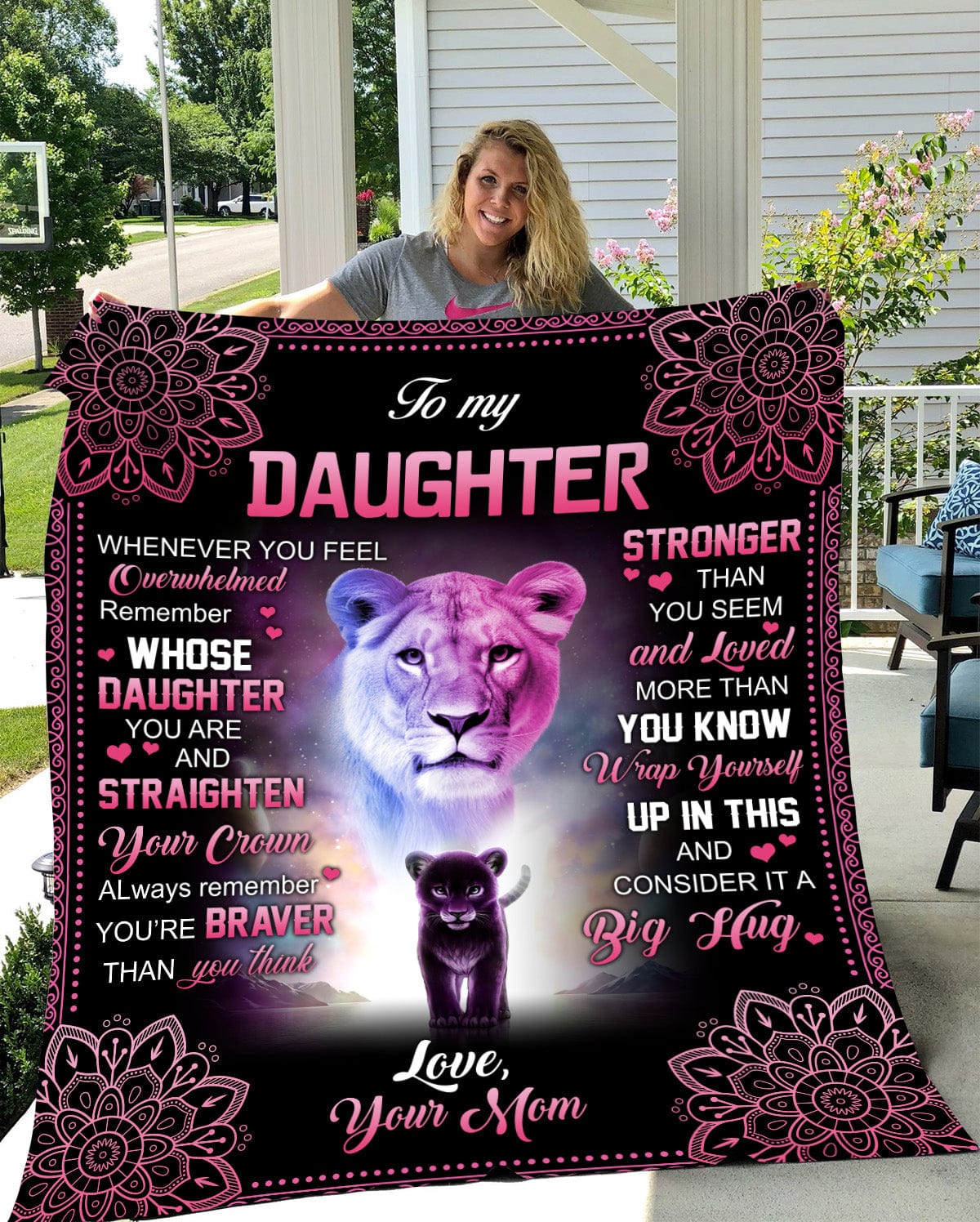 Pink Lion To my Daughter Blanket from Mom