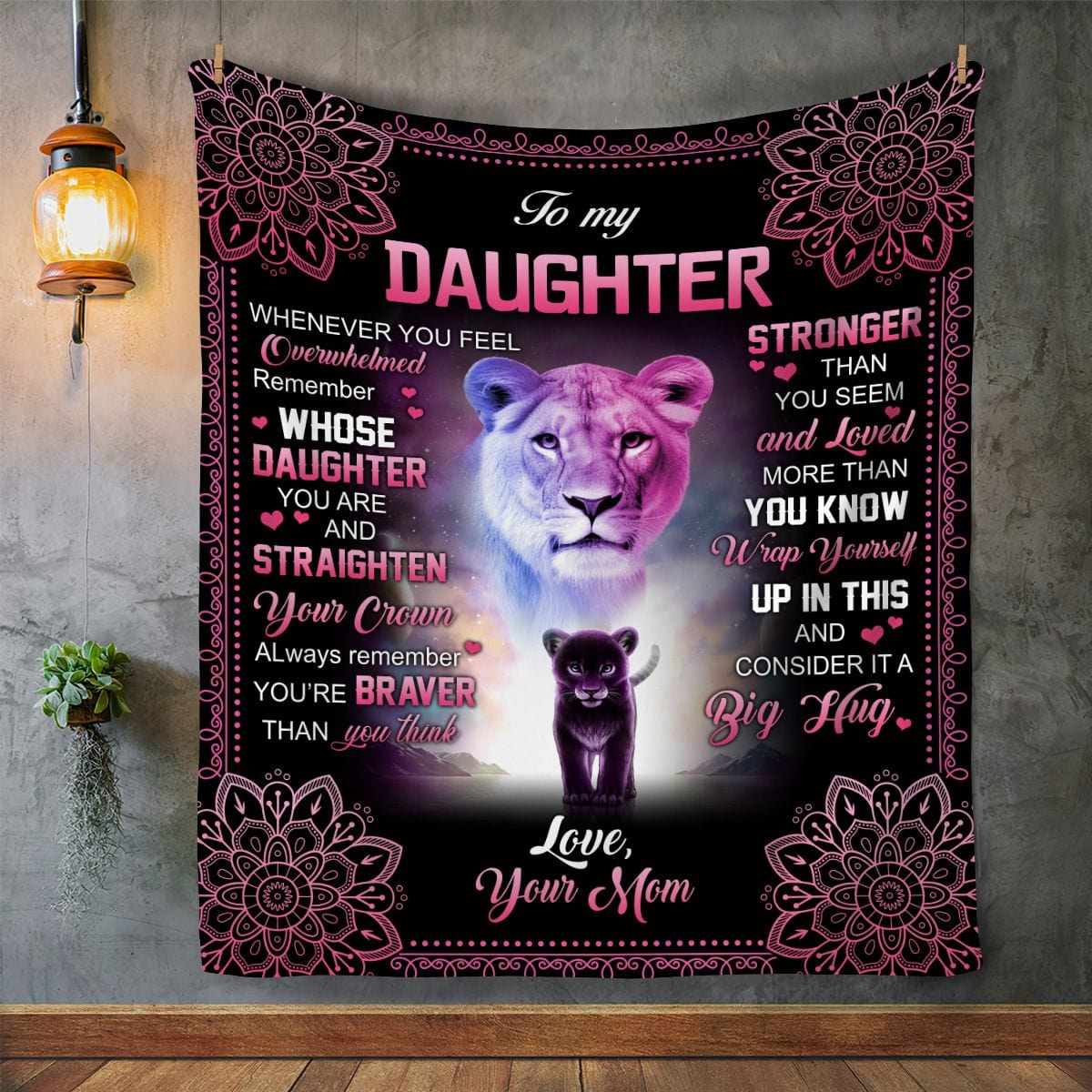 Pink Lion To my Daughter Blanket from Mom