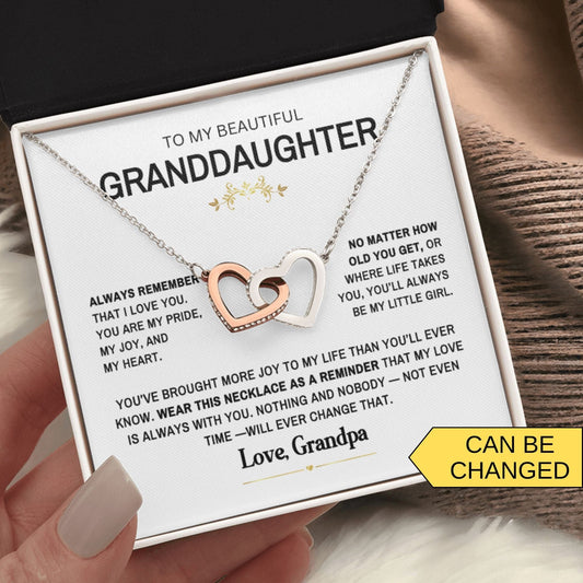 My pride, My Joy Granddaughter Interlocking hearts Necklace