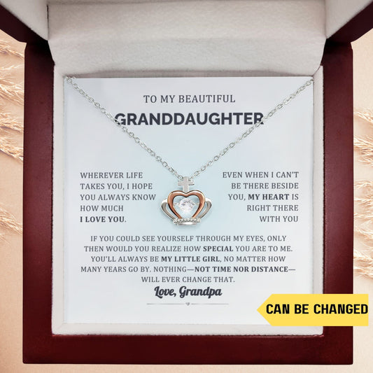 My heart is with you Granddaughter From Grandparent Crown necklace