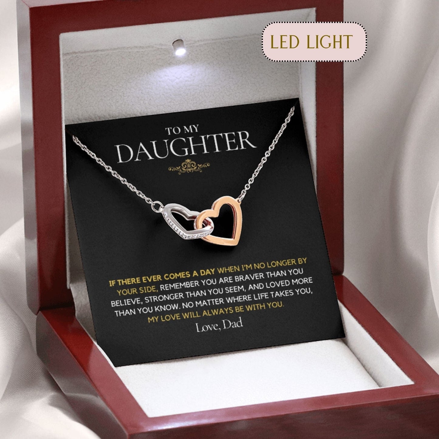 If there ever comes a day Dad to Daughter Interlocking hearts Necklace