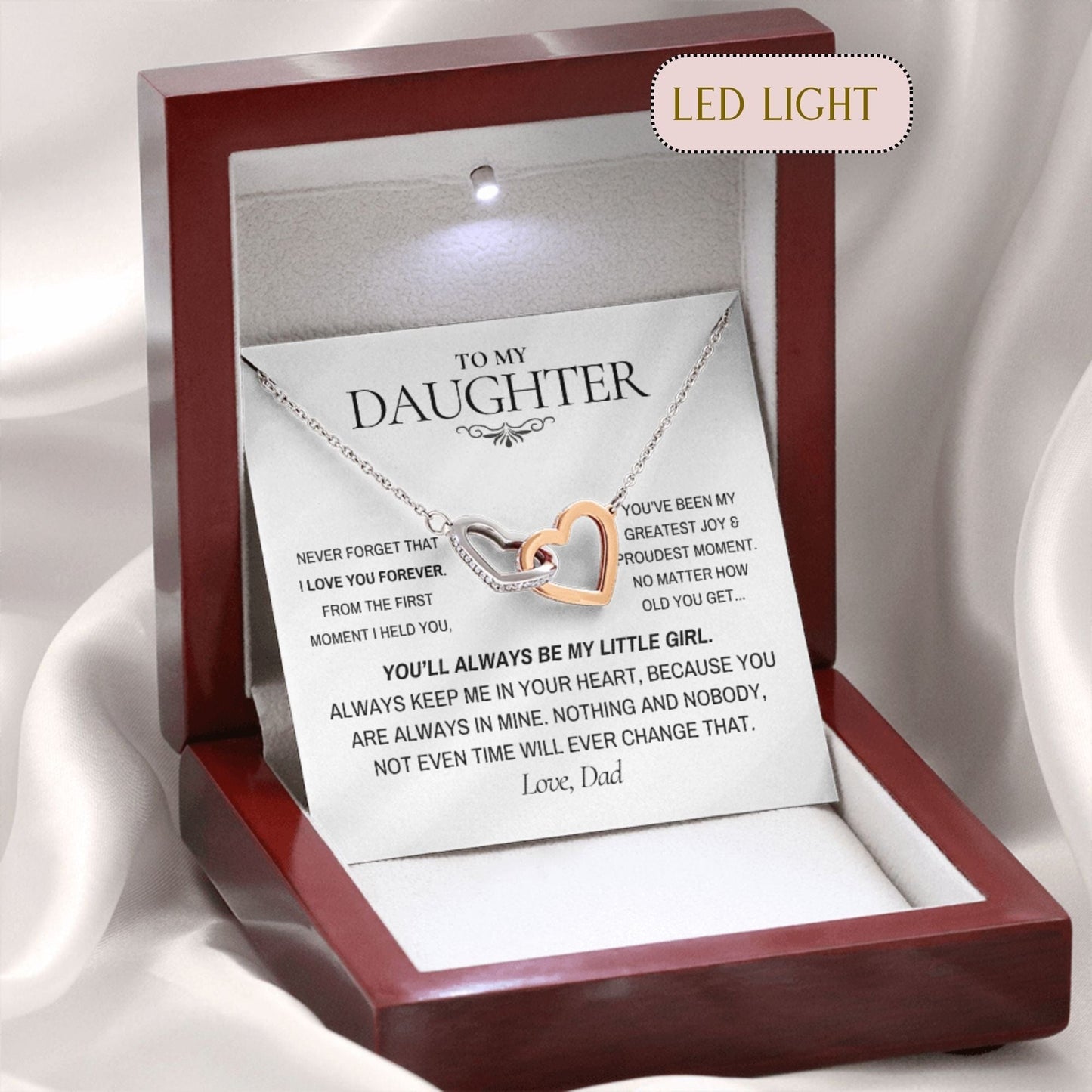 Always in my heart Dad to Daughter Interlocking Necklace