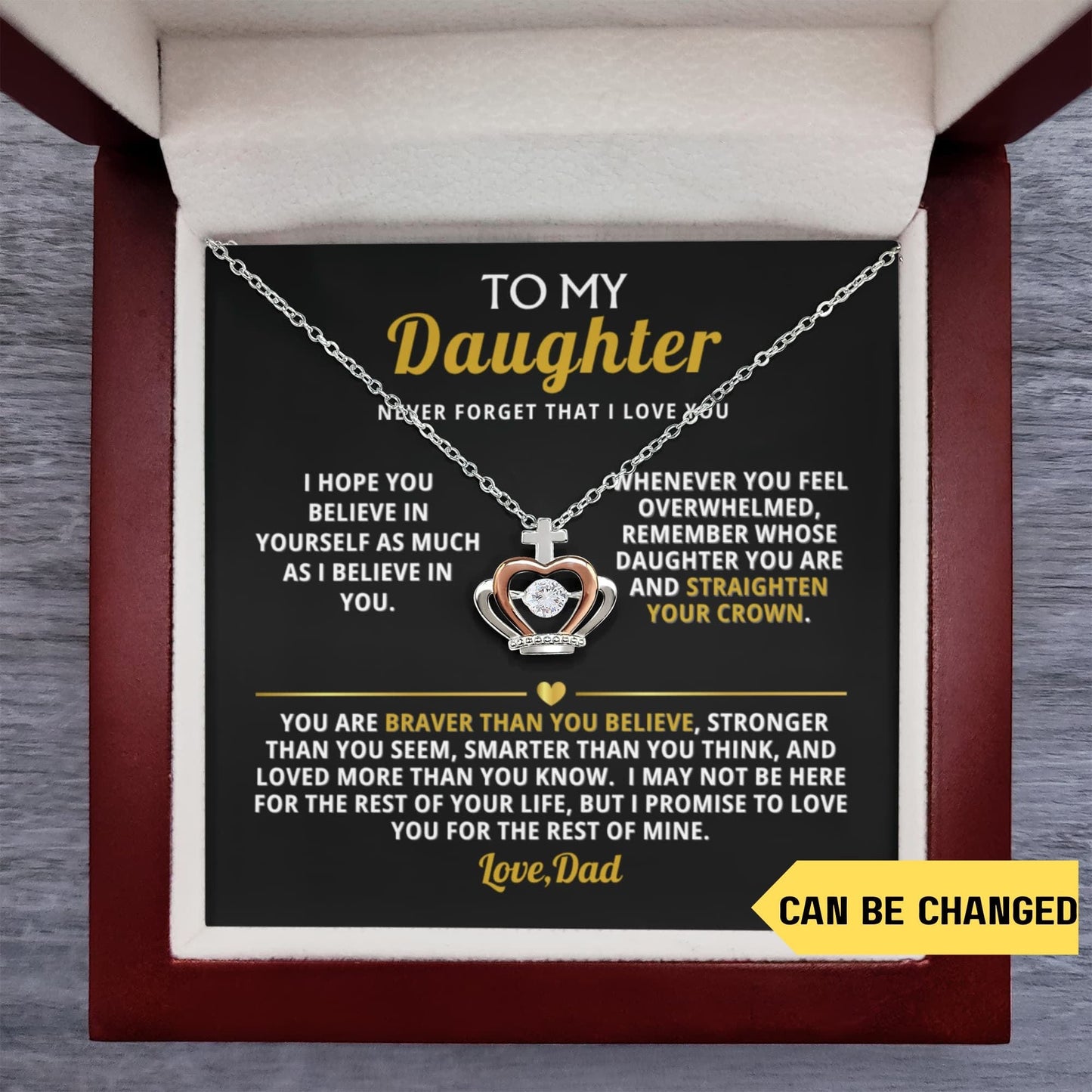 Believe in yourself- Dad/Mom to daughter Crown Necklace