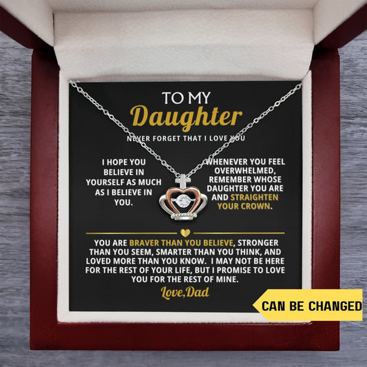 Believe in yourself- Dad/Mom to daughter Crown Necklace