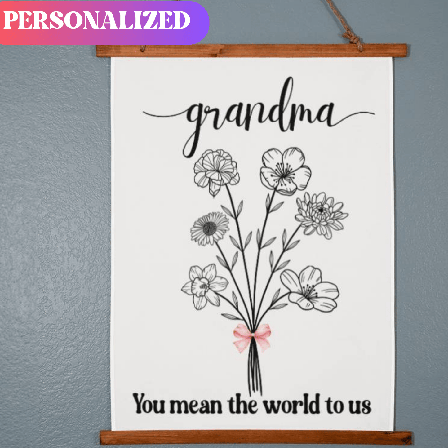 Birth Month Flower Bouquet Wall Tapestry Mothers Day gift for Grandma