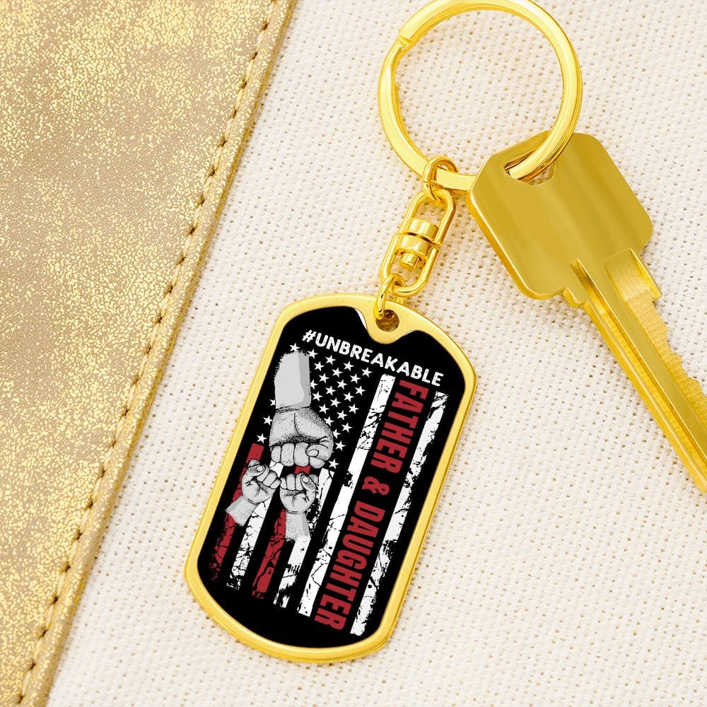 Father & Daughter Unbreakable Dog Tag Keychain