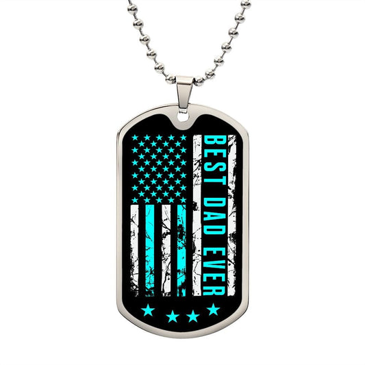Personalized Best Dad Ever Dog Tag Necklace, Father's Day gift for Dad from Son or Daughter