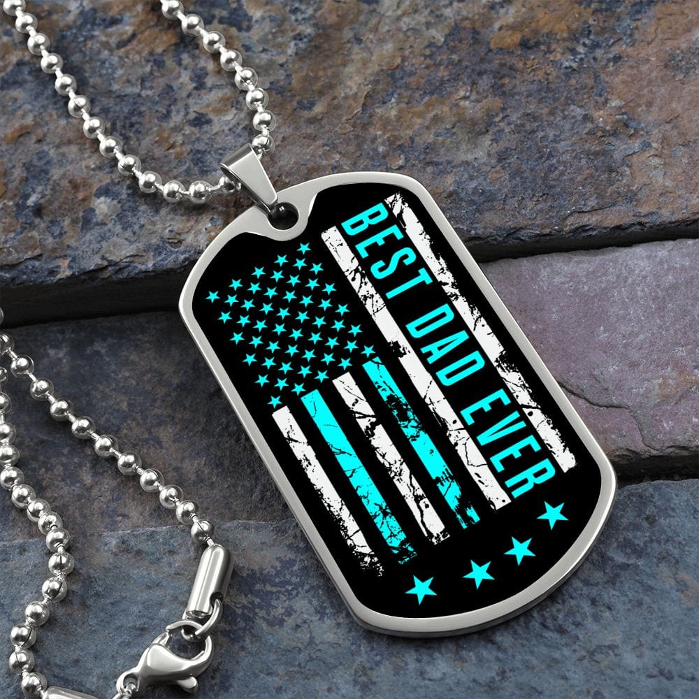 Personalized Best Dad Ever Dog Tag Necklace, Father's Day gift for Dad from Son or Daughter