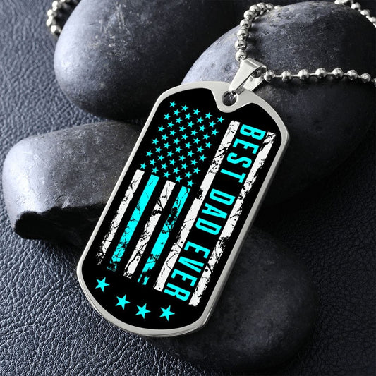 Personalized Best Dad Ever Dog Tag Necklace, Father's Day gift for Dad from Son or Daughter