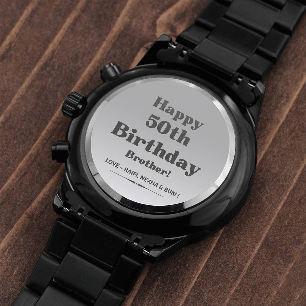 Custom Happy 50th Birthday Engraved Watch