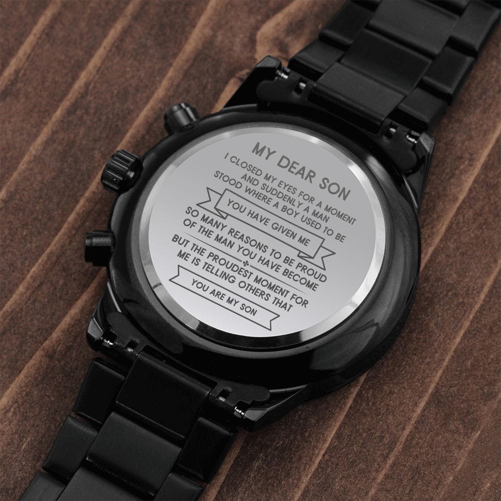 Gift for Son Engraved Watch, Gift for Son from Mom-Dad, Men's engraved watch, Graduation Gift for Son