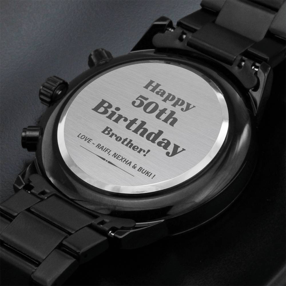 Custom Happy 50th Birthday Engraved Watch