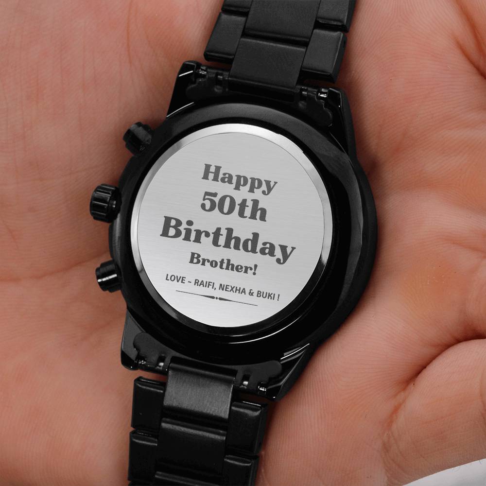 Custom Happy 50th Birthday Engraved Watch