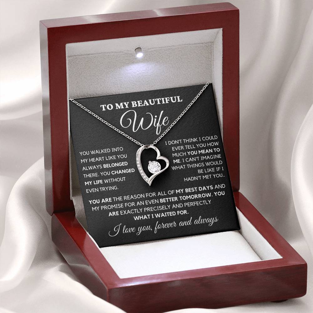 To my Wife You are what I waited for- Forever Love Necklace